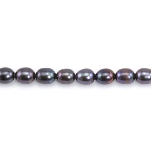 Dark blue freshwater cultured pearls, olive, 5mm x 38cm