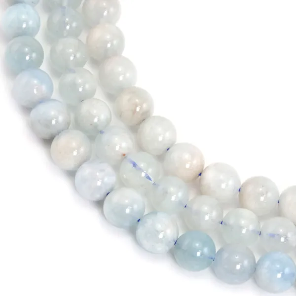 Round aquamarine 9-10mm x 40cm