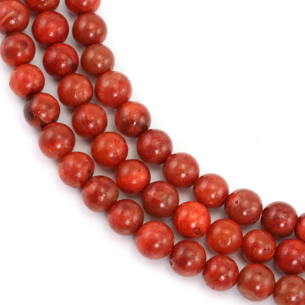 Sea bamboo dyed orange round, 6mm x 38cm