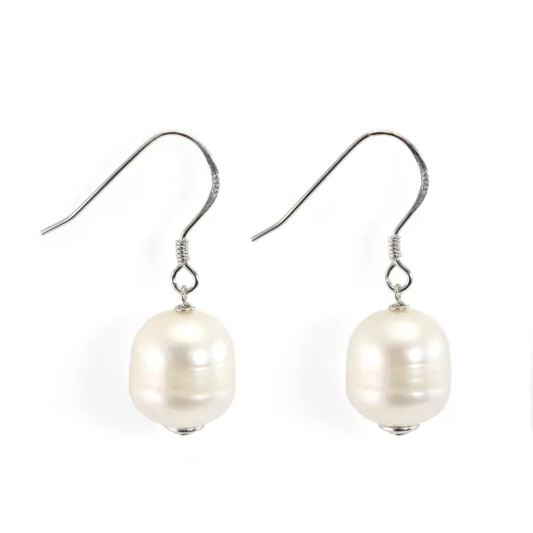 Boucles d'oreilles : perles de culture d'eau douce & argent 925 x 2pcs