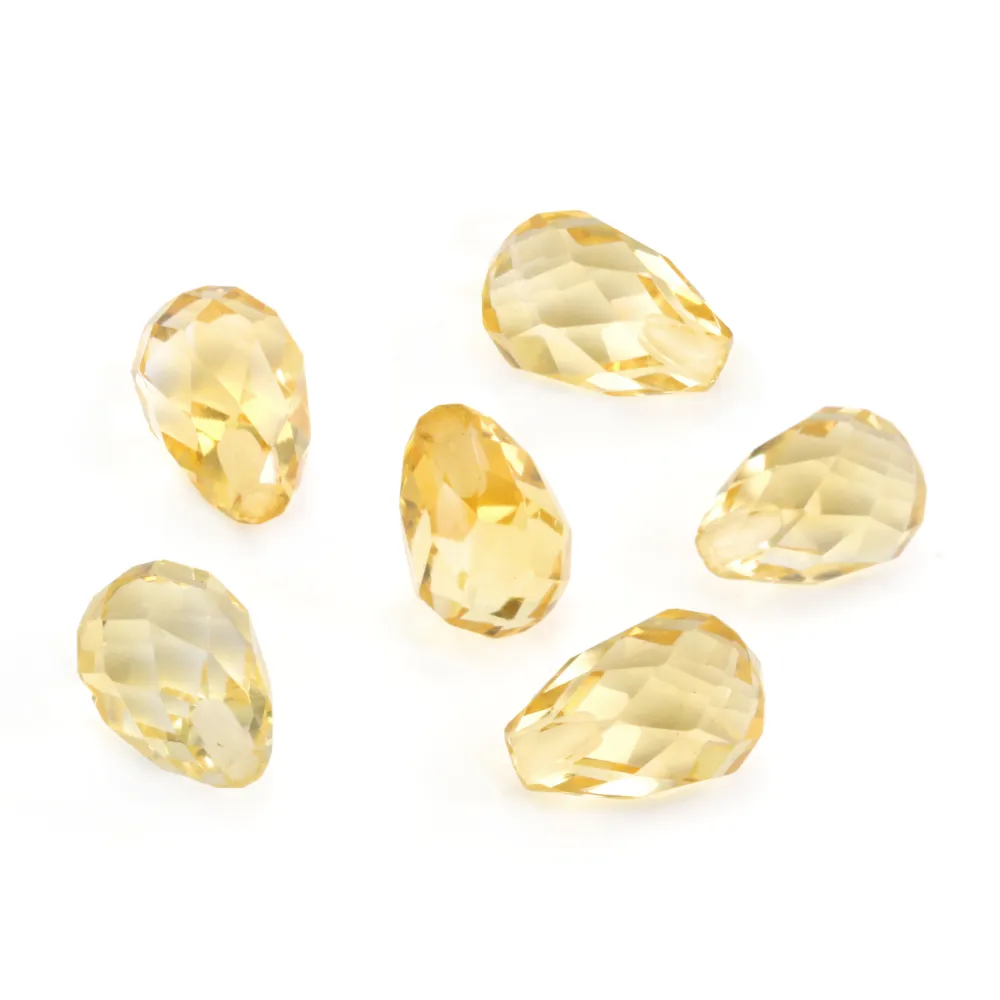Citrine goutte facetté semi percée - Tailles diverses x 1pc