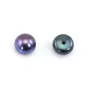 Pérolas de cultura de água doce, semi-perfuradas, azul escuro, botão, 7-7.5mm x 2pcs