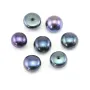 Pérolas de cultura de água doce, semi-perfuradas, azul escuro, botão, 7-7.5mm x 2pcs