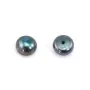 Pérola cultivada de água doce, semiperfurada, azul escuro, botão, 7-7,5mm x 2pcs