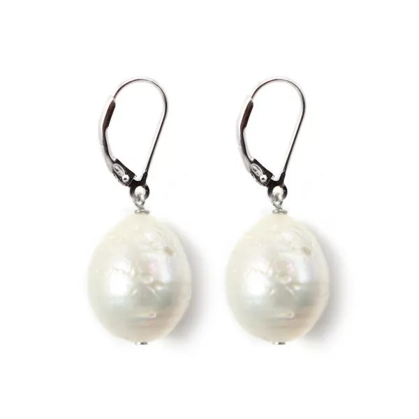 Orecchini argento 925 perla coltivata d'acqua dolce 12mm x 2pz