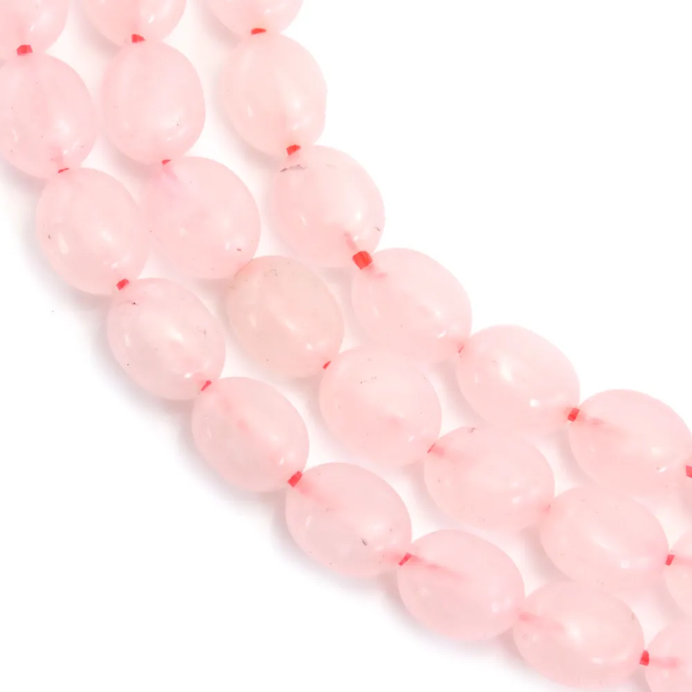 Quarzo rosa ovale 8x10mm x 39cm