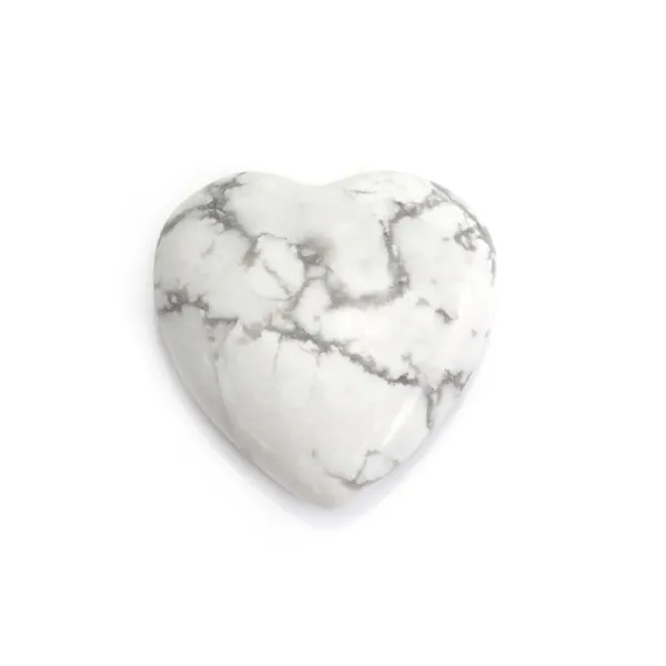 Pendentif Howlite coeur semi percé 25mm x 1pc