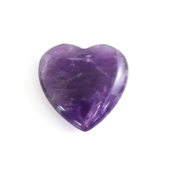 Amethyst heart pendant semi-drilled 25mm x 1pc