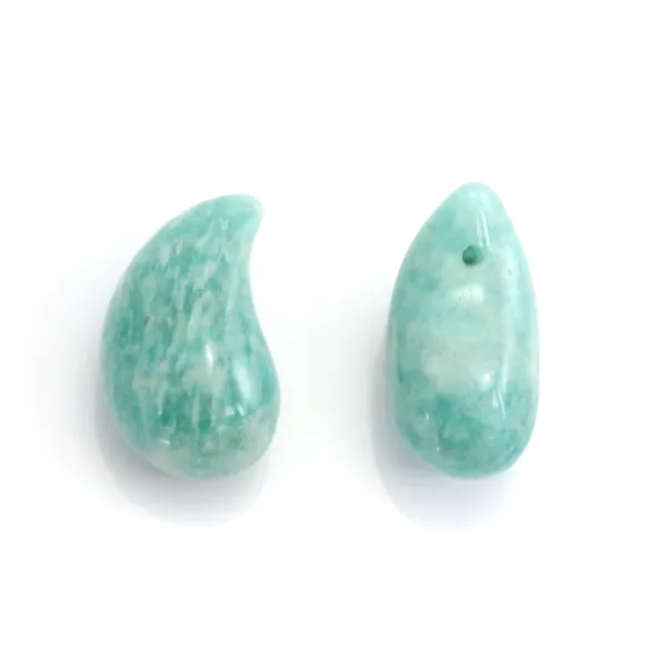 Amazonita de Perú gota semi perforada 10x20mm x 1pc