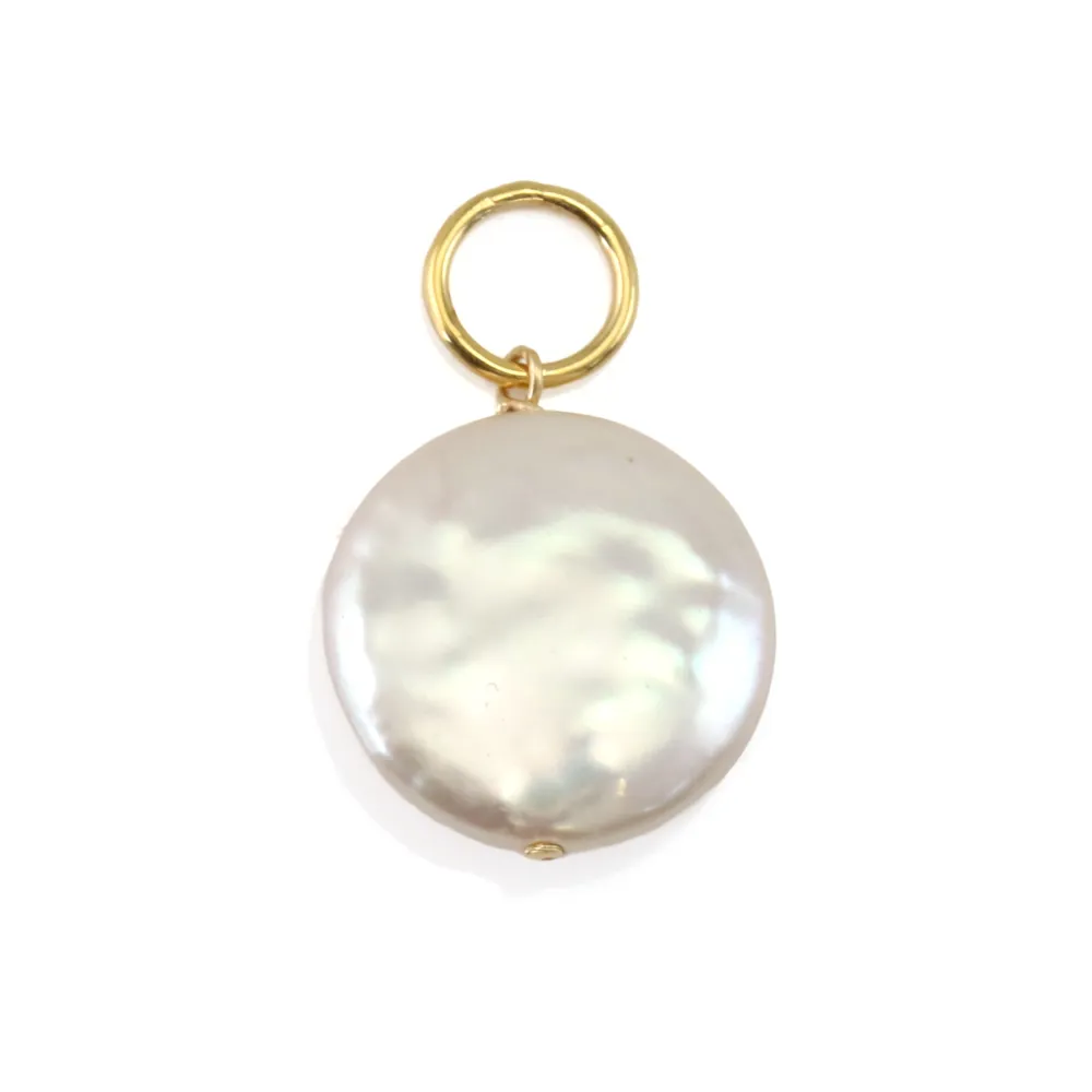 Colgante Perla Redonda Plana | Joyas Artesanales de Oro Lleno
