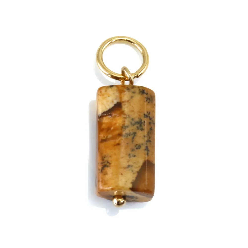 Pendente in Diaspro Paesaggio barocco - Gold Filled x 1pz
