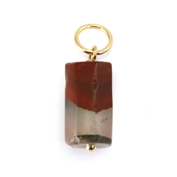 Colgante Jaspe Sangre (Heliotropo) barroco - Gold Filled x 1pc