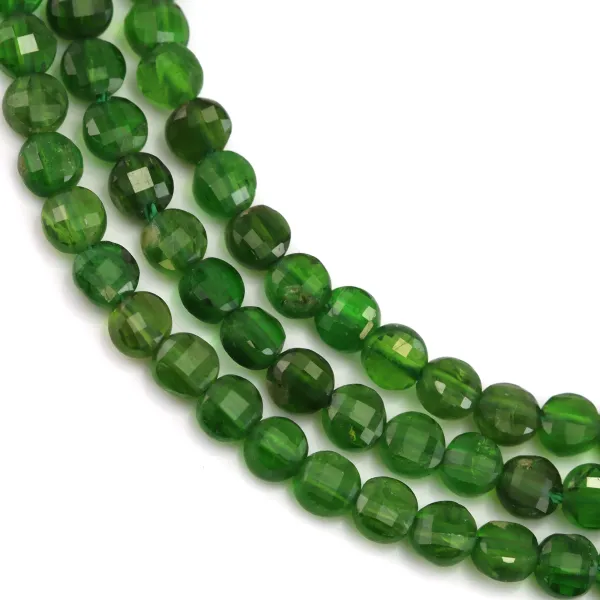 Diopside rond plat facetté 4mm x 39cm