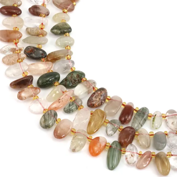 Quartz rutile multicolor elongated chips x 40cm (approx 52pcs)