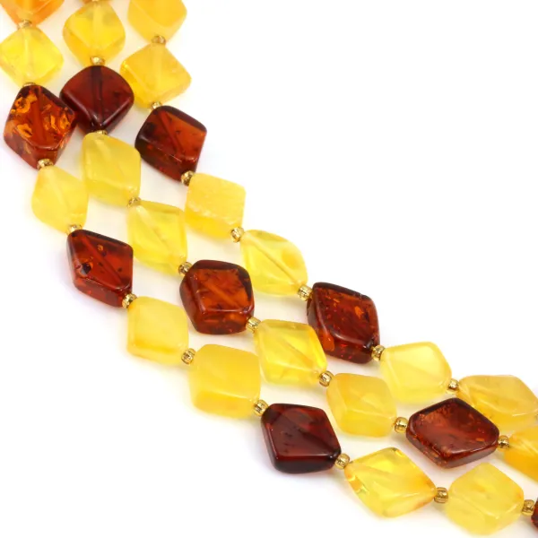 Ambre multicolore losange 10mm x 38cm