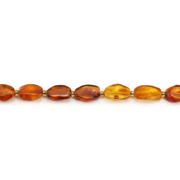 Baroque oval cognac amber 7x10mm x 38cm