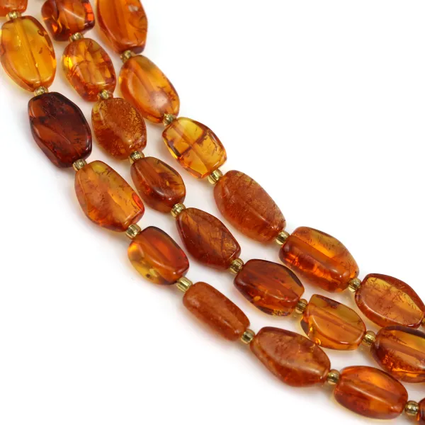 Baroque oval cognac amber 7x10mm x 38cm