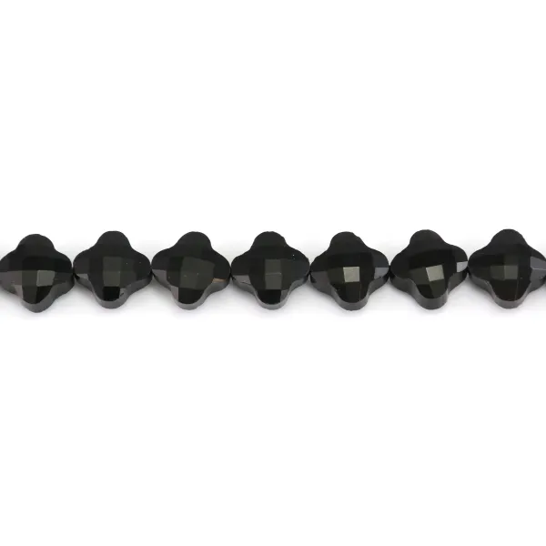 Onyx preto trevo facetado 10mm x 40cm