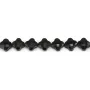 Onyx noir trèfle facetté 10mm x 40cm