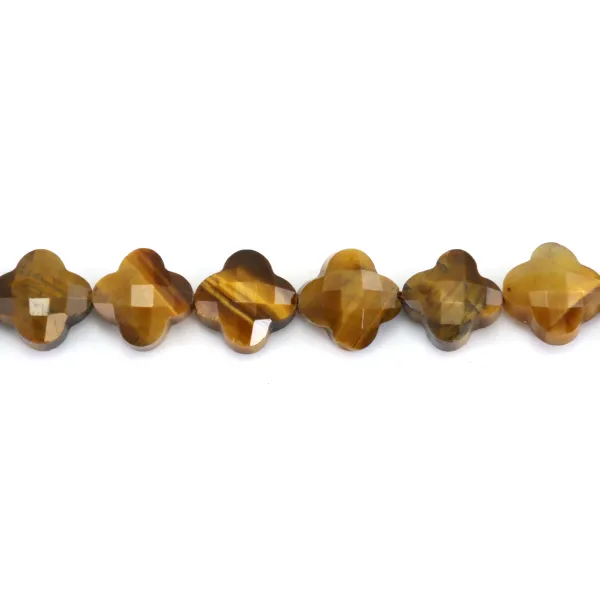Faceted Tiger Eye Clover 10mm x 1pc