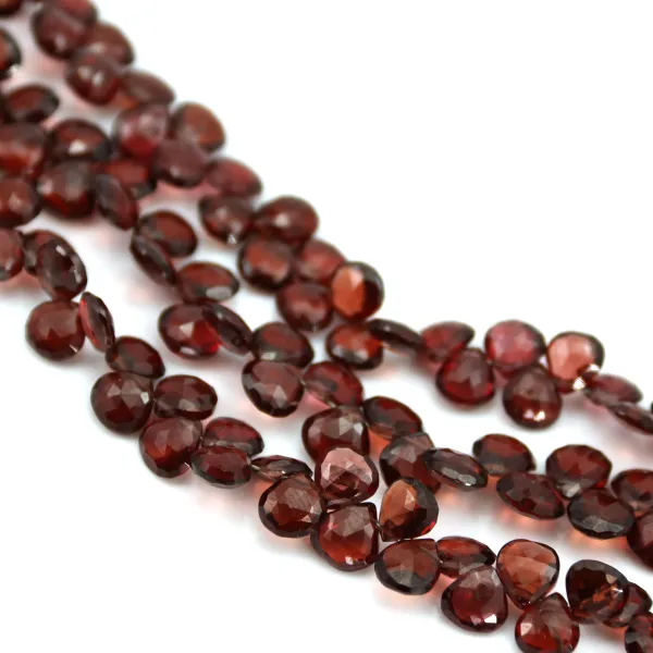 Faceted flat drop garnet 4x6mm x 20cm