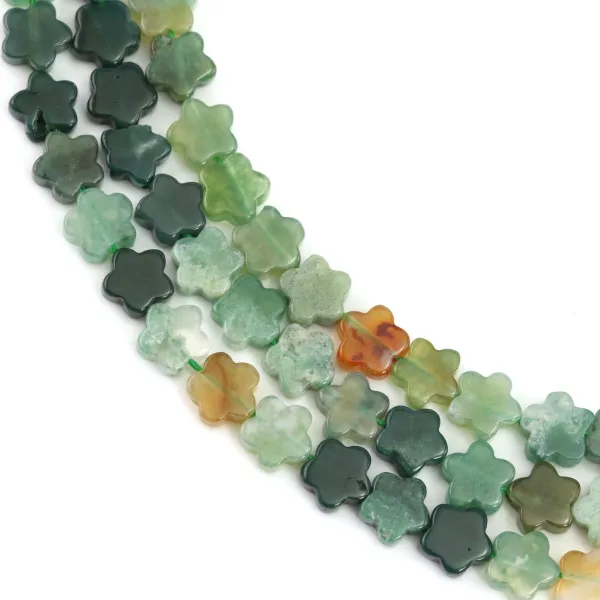 Moss agate flower 6mm x 38cm