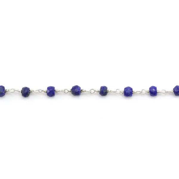 Catena in argento con lapislazzuli 3mm x 20cm