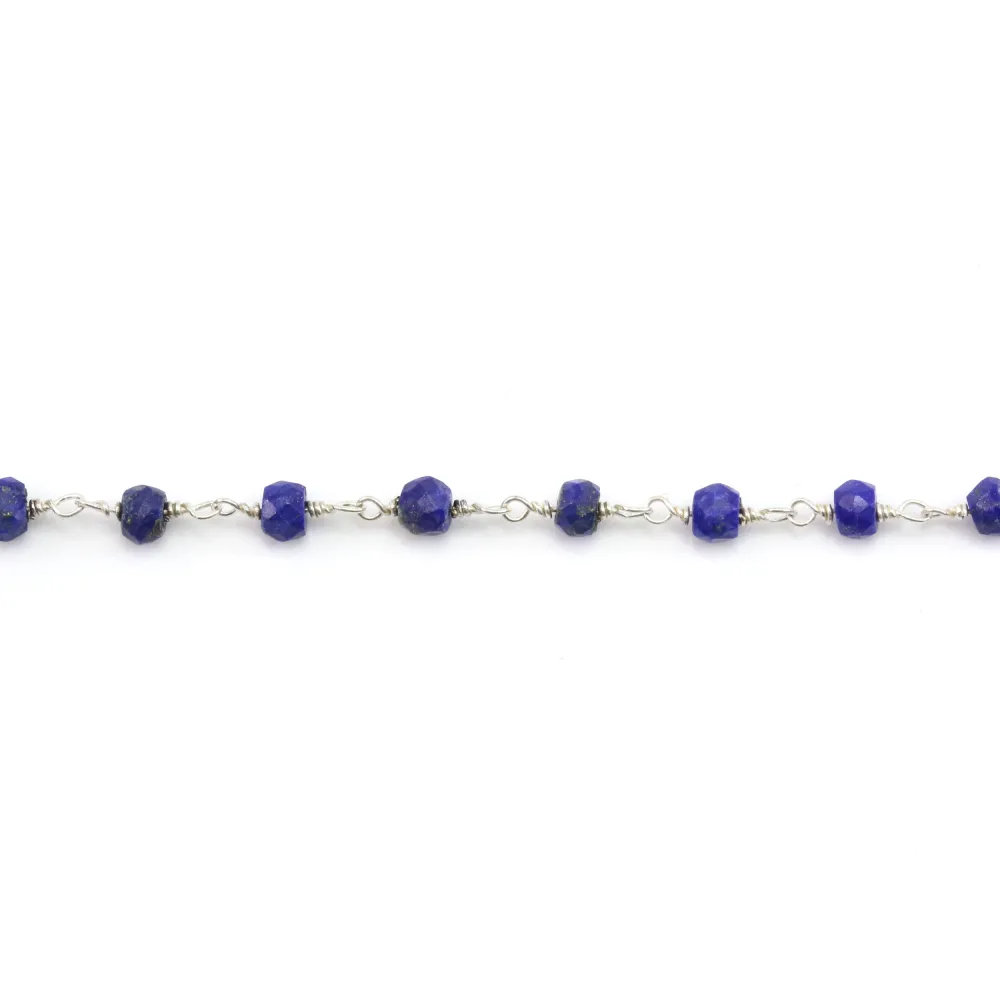 Silver chain with lapis lazuli 3mm x 20cm