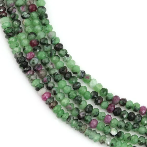 Faceted Ruby Zoisite rondelle 1.5x2.5mm x 39cm
