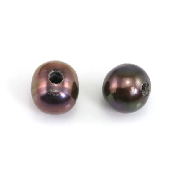 Freshwater cultured pearl, purple, semi-round, 8mm x 1pc
