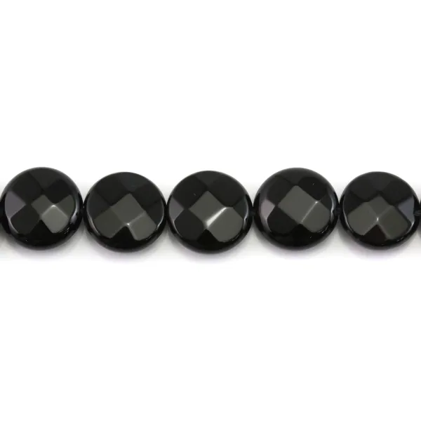 Facettierte runde Onyx Platte, 14mm x 4Stk.