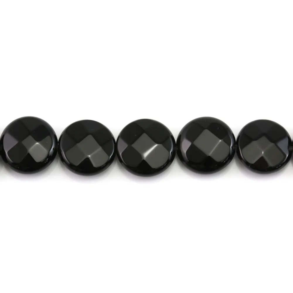 Onyx round faceted plate, 14mm x 4pcs