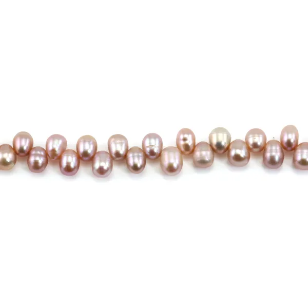 Freshwater cultured pearl, mauve, oval, 8mm x 37cm