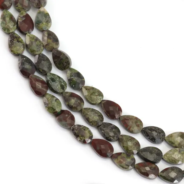 Dragon Blood Jasper faceted drop 4x6mm x 38cm