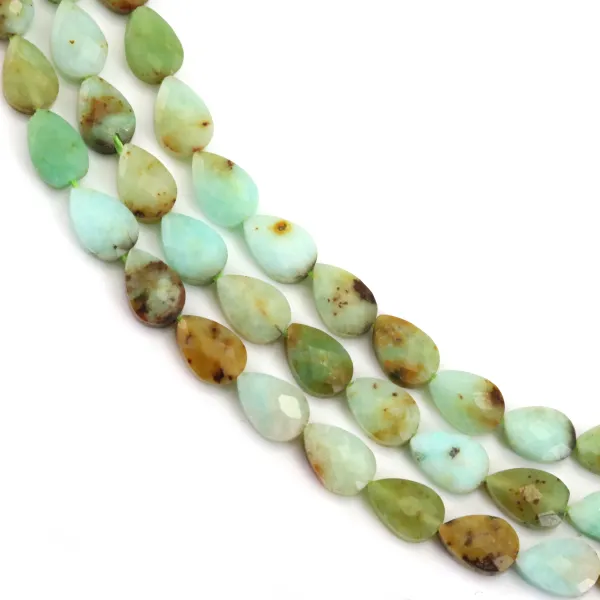 Faceted drop chrysoprase 4x6mm x 38cm