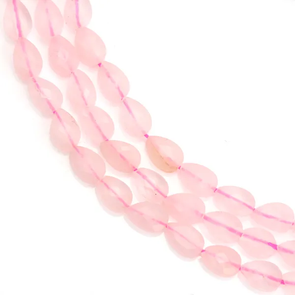 Cuarzo rosa gota facetada 4x6mm x 38cm
