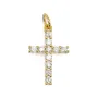 Pendentif strass croix 12x18mm - Doré x 1pc