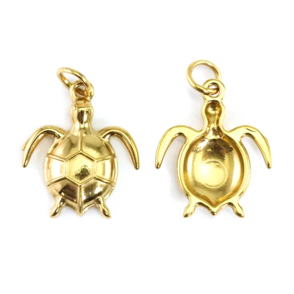 Breloque Pendentif tortue 11x13mm - Acier Inox 304 doré x 1pc