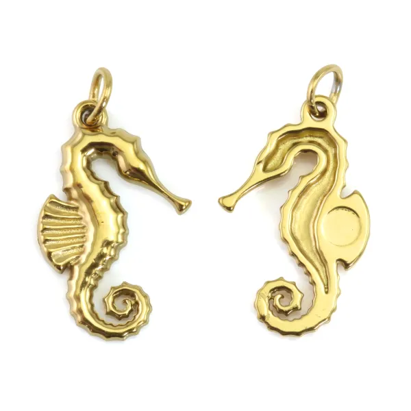 Pingente Charm Cavalo-marinho 10x16mm - Aço Inox 304 dourado x 1pc