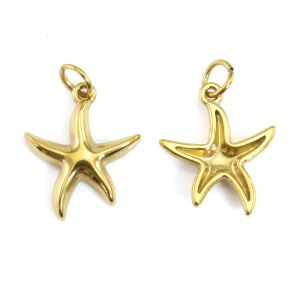 Colgante de estrella de mar 11x12mm - Acero Inoxidable 304 dorado x 1pc