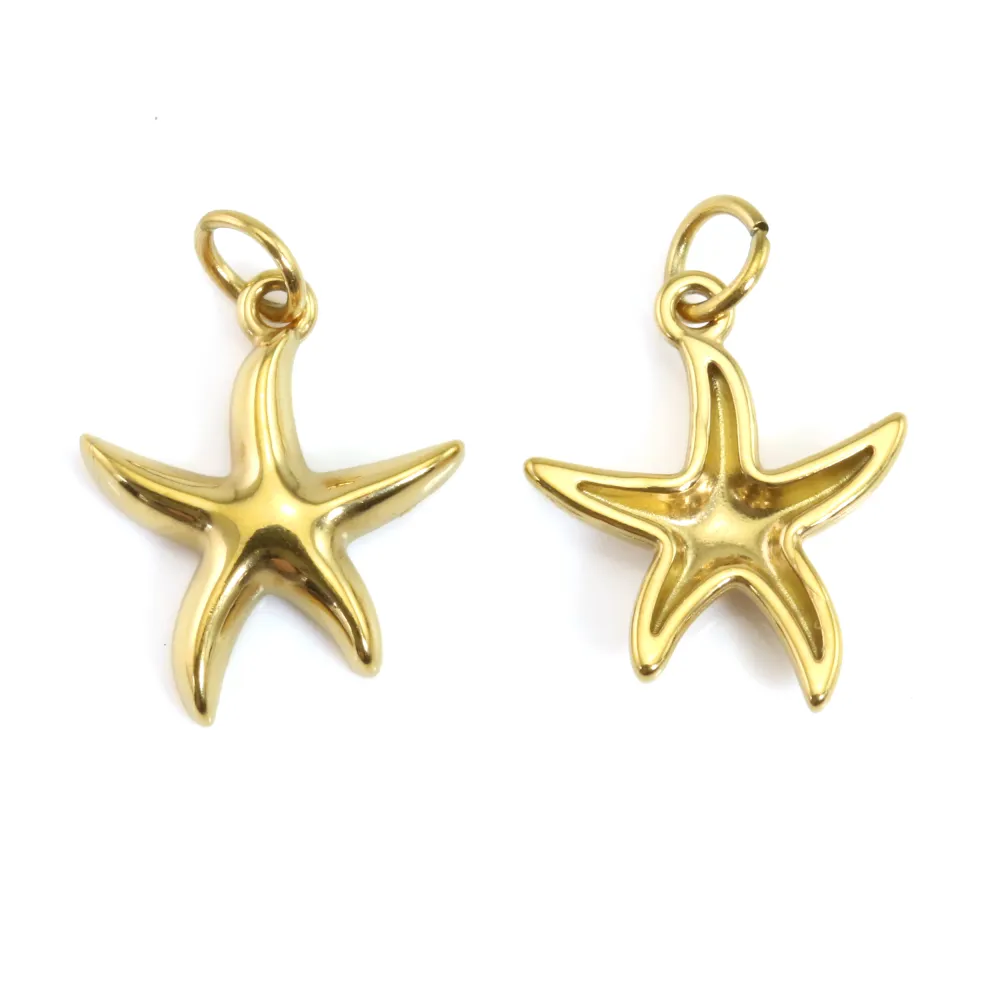Breloque Pendentif étoile de mer 11x12mm - Acier Inox 304 doré x 1pc