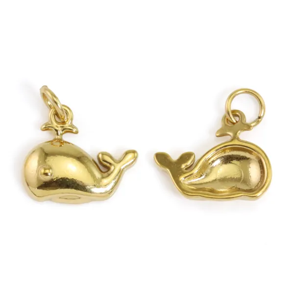 Colgante de ballena 9x11mm - Acero inoxidable 304 dorado x 1pc