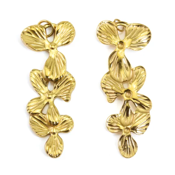 Triple Flower Stainless Steel Gold | Component for Unique Jewelry