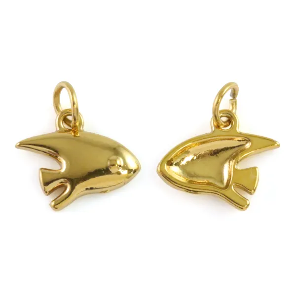 Breloque Pendentif poisson 8x10mm - Acier Inox 304 doré x 1pc