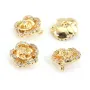 Camellia flower rhinestone charm 10mm - Gold x 1pc