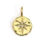 Pingente Redondo Strass Estrela 10x15mm - Dourado x 2pcs