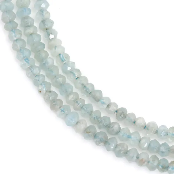 Aquamarine, faceted roundel, 3x4mm x 40cm