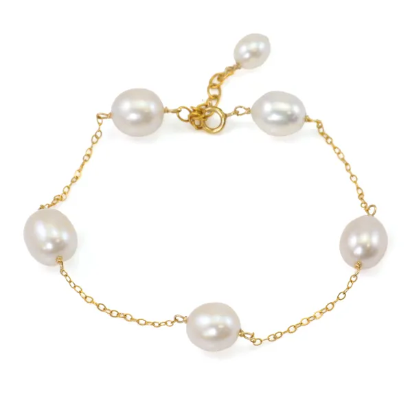 Freshwater cultured pearl bracelet white - Gold filled x 1pc