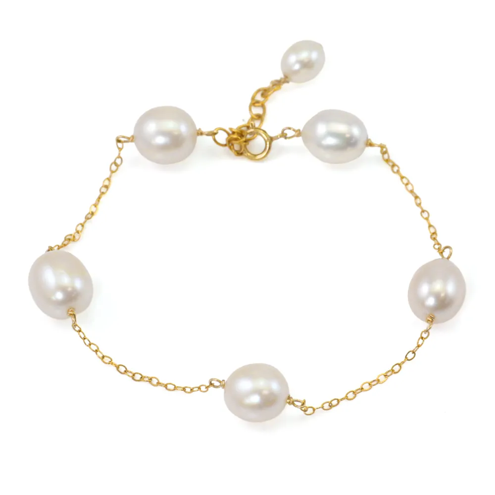 Bracelet Perle de culture d'eau douce blanc - Gold filled x 1pc