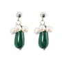 Boucles d’oreilles argent 925 malachite & perles d'eau douce x 2pcs
